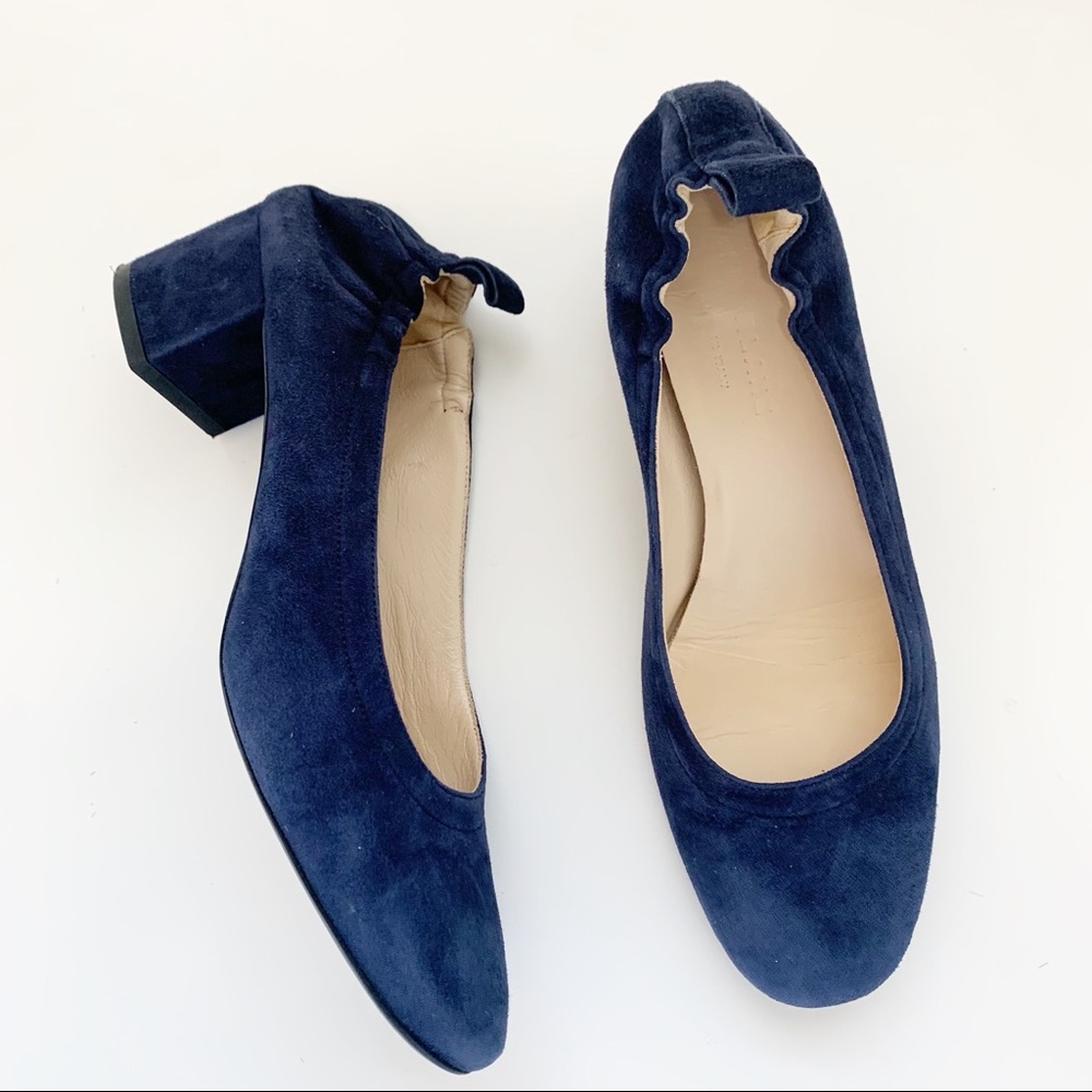 Everlane The Day Heel suede navy blue size 7